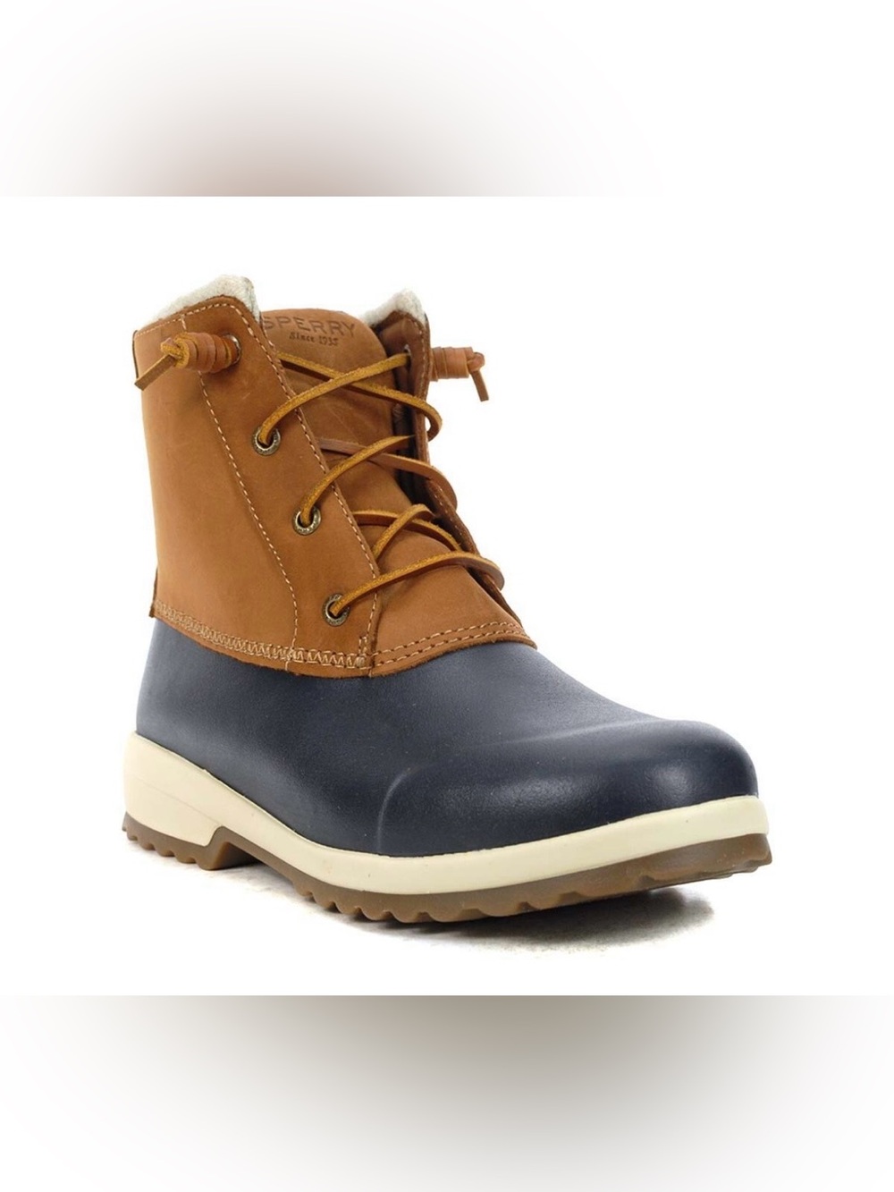 Sperry Maritime Repel Winter Tan/Navy Waterproof Lace-Up Boot Sz 7 NWOT